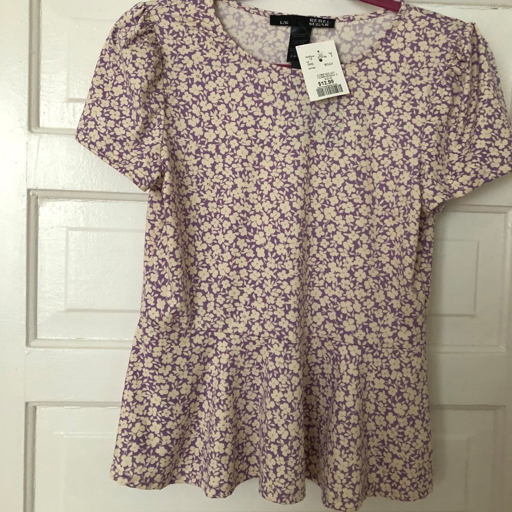 Super Soft Lilac Short-sleeved Peplum Top